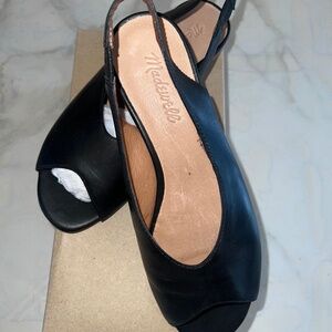 Madewell TAVI peep-toe slingback sandals true black 7.5 L6071